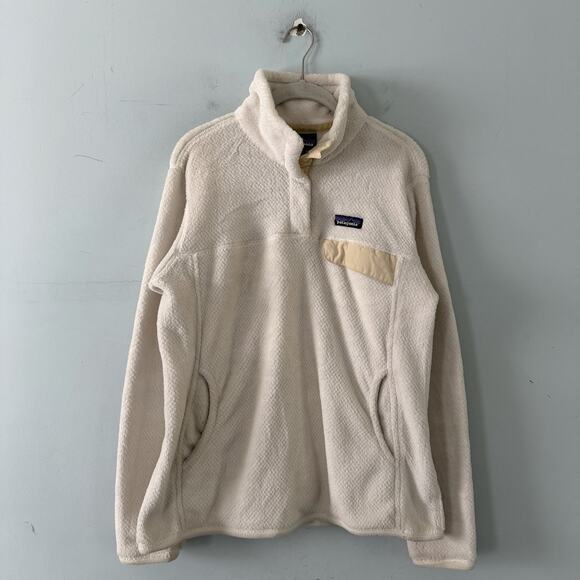 Patagonia Re-Tool Snap-T Raw Linen White X-Dye Polartec Fleece Pullover - Picture 3 of 6
